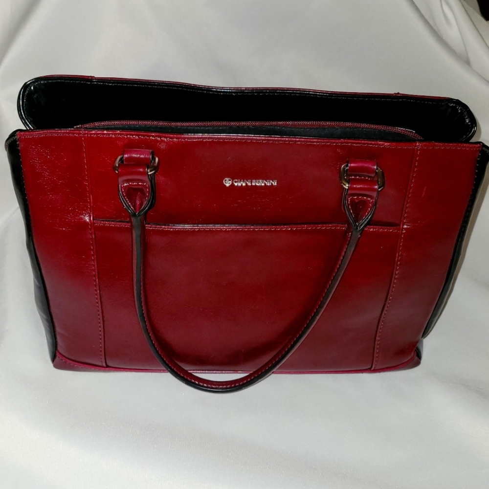 Red Laptop Bag with Polished Finish and Double Handles